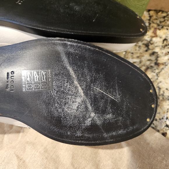 NWB Gucci Mystic White Cara Logo Loafer Loafers Flats Slip Ons Leather - Picture 9 of 10